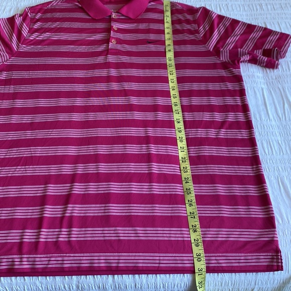 Nike Men’s Golf Tour Performance Dri Fit fuchsia & white striped shirt. XL - Picture 7 of 10